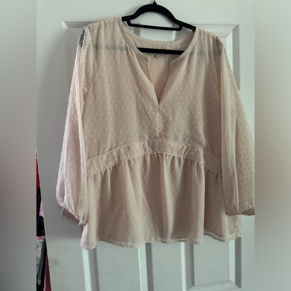Loft sheer long sleeve top